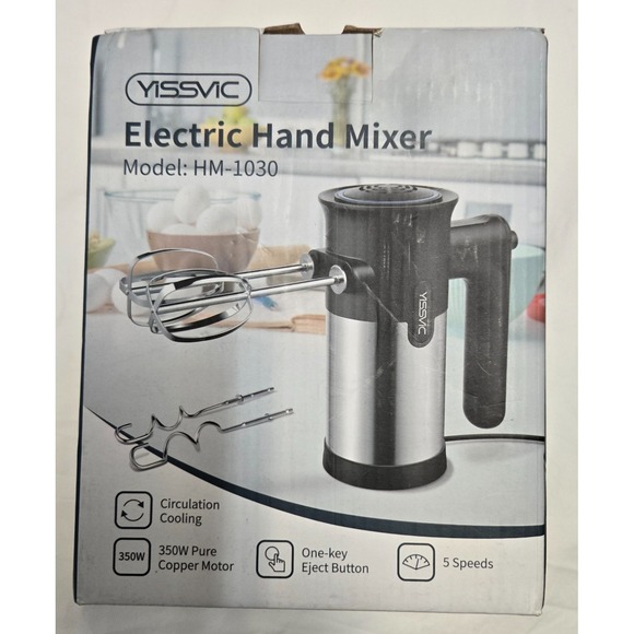 YISSVIC Electric Hand Mixer HM-1030 350W 5-Speed Stainless Steel Beaters Dough H - Picture 1 of 13